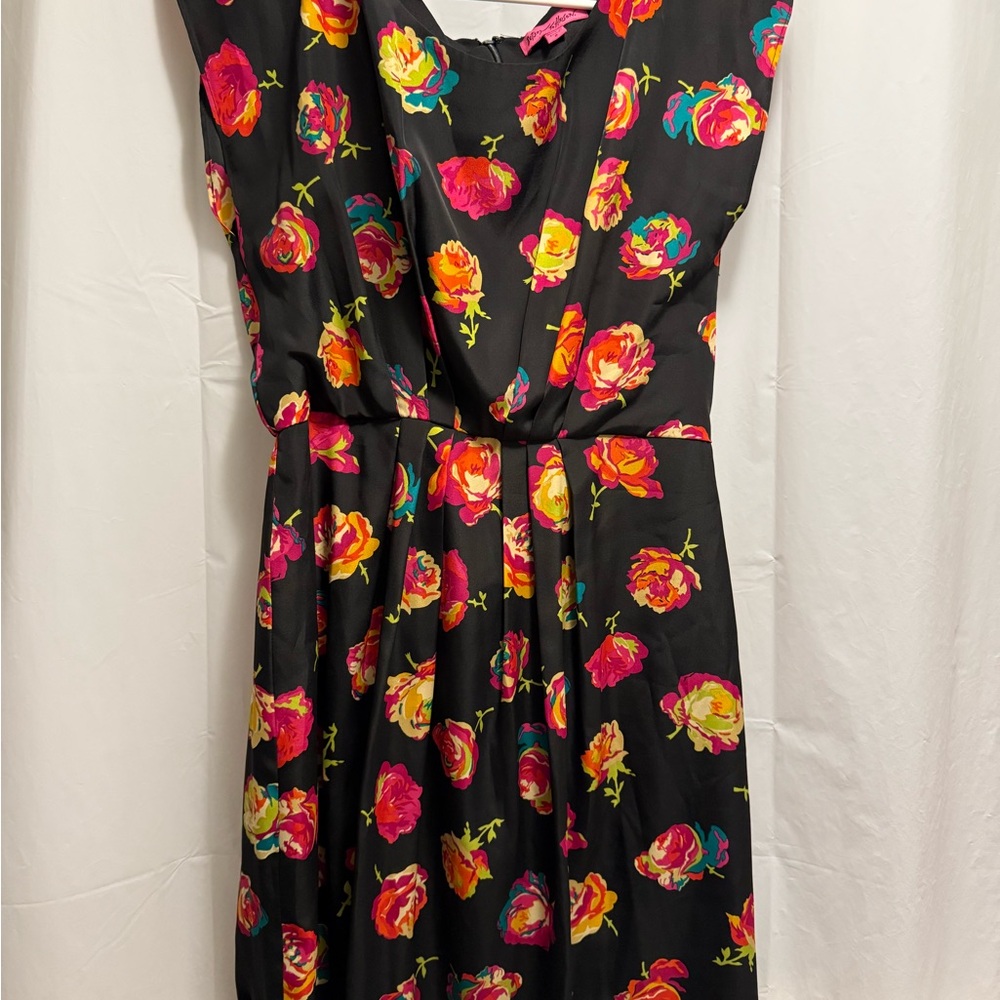 Betsey Johnson Black Dress with Vibrant roses